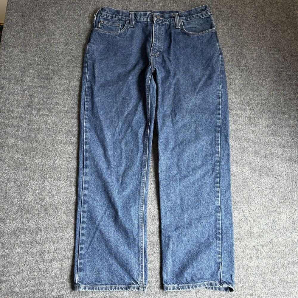 Carhartt FR CAT 2 Denim Jeans Mens 36x32 Relaxed Fit FRB004-MDS Lot of 2